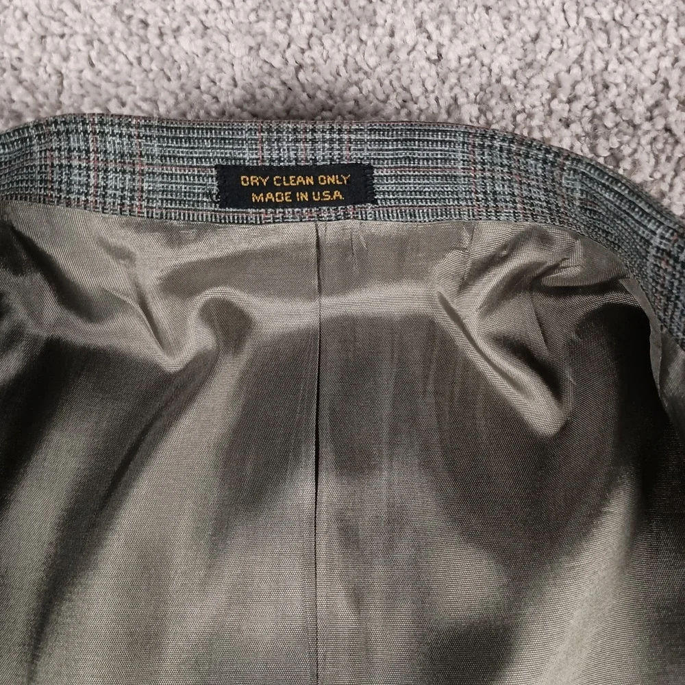 Vintage 70s/80s John Blair 48L 42x34 Glen Plaid Suit - 2 Piece Gray Retro Suit